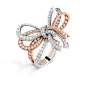Nœud Between the Finger ring, 18K white gold, Diamond:  141 stones,  2.54 carats, Three Fourth, Jewelry Ring - Van Cleef & Arpels