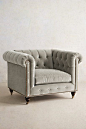 Velvet Lyre Chesterfield Armchair, Hickory - anthropologie.com: 