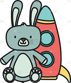 玩具,塑胶,兔子,儿童,火箭,动物毛,分离着色,可爱的,泰迪熊,愉悦