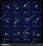 黄道十二宫的所有星座星座的恒星移动应用向量模板。星座星座和生肖星座处女座狮子座和天秤座插图 - 科学,符号/标志 - 站酷海洛创意正版图片,视频,音乐素材交易平台 - Shutterstock中国独家合作伙伴 - 站酷旗下品牌