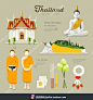 泰国旅游景观元素风景海报设计素材