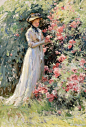 Abbott Fuller Graves (1859–1936) was an American painter and illustrator who specialized in decorative open air garden paintings and floral still lifes. His use of thick brushstrokes, bright colors, and natural light shows the influence of European impres