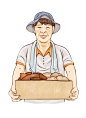农场男士 丰收果实 淡彩手绘 人物插图插画设计PSD ti087a22306