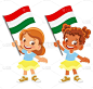 Child holding Hungary flag