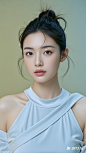 高级，年轻美女，极简，素雅，绝佳的镜头，淡雅的色彩，大师作品，电影海报，纯色背景，肖像摄影 (14)