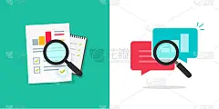 数据研究图标矢量或企业年度研究报告图表回顾和财务分析图表增长平面卡通插图，营销信息分析符号概念