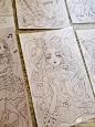 水彩画 手绘 插画 女孩 作者微博by 森眠子 清新 少女心  花 童话 线稿 步骤 