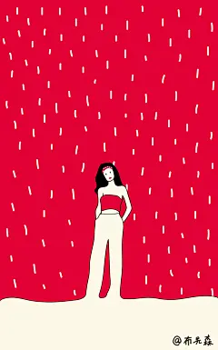 女生 线条 插画 色块 简笔画 个性