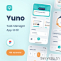 50屏高质量任务清单管理应用设计套件 Yuno – Task Manager App UI Kit .figma