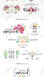 手绘花卉绿叶花环排版标题装饰水彩婚礼 eps ai矢量图素材-淘宝网