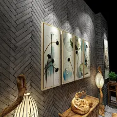莲蓬装饰画手绘实物画现代新中式简约客厅挂画茶空间壁画酒店壁饰-淘宝网