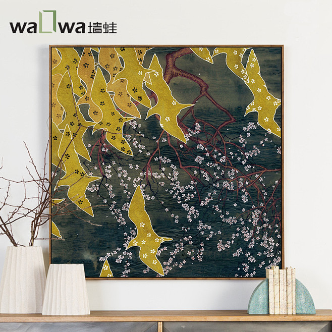墙蛙 山桃 昔酒现代简约玄关无框画墙画挂...