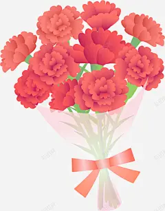 手绘卡通红色康乃馨花束 页面网页 平面电商 创意素材