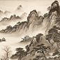 意境国画中式中国风水墨山水风景插画