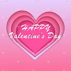 情人节贺卡用纸剪成粉红色的心。向量。