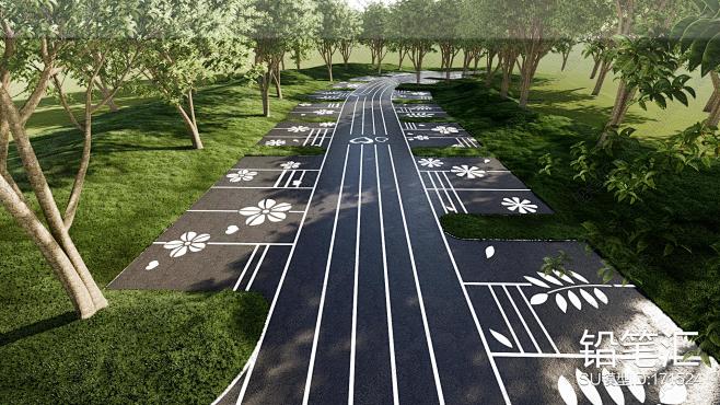 停车场地面铺装SU模型 | 铅笔汇-高品...