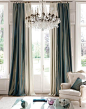 Pretty silk draperies in this room...gorgeous chandelier too!: 