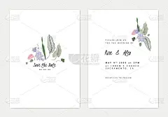 Minimalist botanical wedding invitation card templ