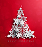 白色雪花圣诞树矢量素材，素材格式：EPS，素材关键词：雪花,圣诞节,圣诞树