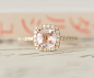 gold  please!  Certified Peach Pink Cushion Sapphire Diamond Halo Engagement Ring 14K #饰品# #钻戒# #粉钻#