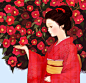 【寒冬骜放的花】山茶花特辑 : 古来日本人爱在庭院里种植“山茶花”。虽然也有白色和粉色的山茶花，但是在寒冬中怒放的鲜红的山茶花，更让人印象深刻。
山茶花凋落时，不会一瓣瓣凋谢，而是一整朵花直接坠地。若将花想象成人的头部，想必会滋生一股寂寞又悲壮的感觉。
今天的spotlight为大家介绍的是关于山茶花的作品。