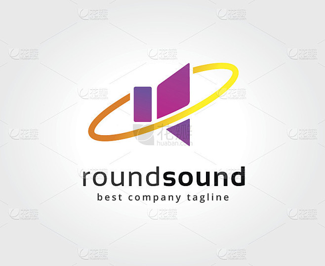 抽象彩色声音喇叭矢量标志图标概念