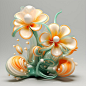 View of 3d abstract flowers