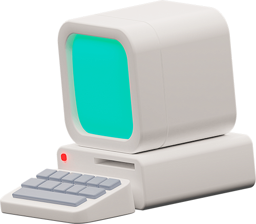 老式电脑 3D卡通图标 PNG免抠图