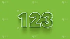 绿色3d数字123孤立的绿色背景优惠券123 3d数字渲染折扣收集为您独特的销售海报，横幅广告，圣诞