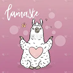 美洲驼羊,高雅,卡通,式样,可爱的,性格,瑜伽,祈祷式,自然,野生动物