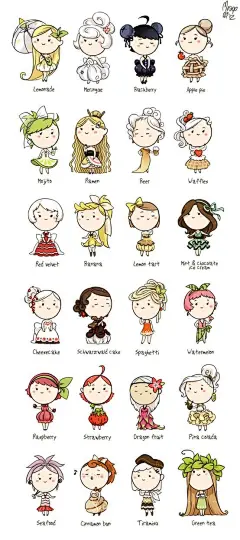 各种食物真人版，都是萌妹子啊。西瓜小姐我爱你。【阿团丸子】,Whimsical People , Resources for Art Students CAPI ::: Create Art Portfolio Ideas at milliande.com , Art School Portfolio, Cute, Whimsical, Cartoon, Kawaii, Girls