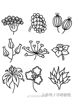 花朵简笔画手帐素材