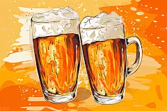 漫画风啤酒杯扎啤插画
