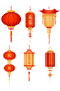 手绘喜庆元旦节日灯笼元素 灯笼矢量图