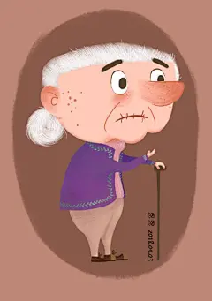 板绘，插画，儿童插画，老婆婆