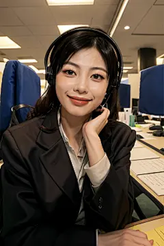 职场女性客服人物肖像摄影图