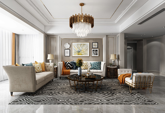 简美轻奢客厅餐厅室内设计拓者设计吧