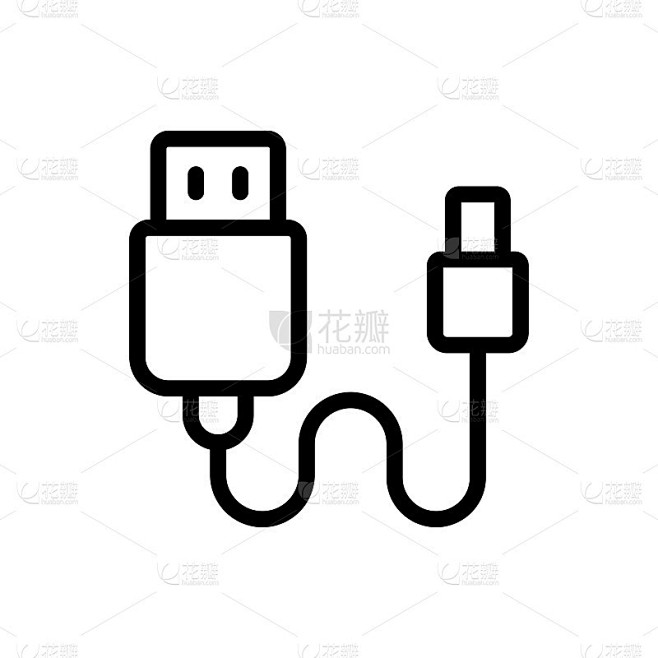Usb适配器矢量轮廓图标。EPS 10个文件