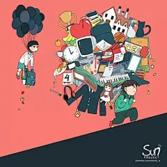朋友圈超现实插画，真实得可怕……_Mimi N : 或许我们不愿意承认，但每个人都很脆弱，现代社会的生存压力充斥在我们生活中的每一个角落，我们时而孤独，时而沮丧，时而悲伤，时而痛苦…… 这些情绪一次次落在内心的最深处，于是我们只能戴上一张又一张…