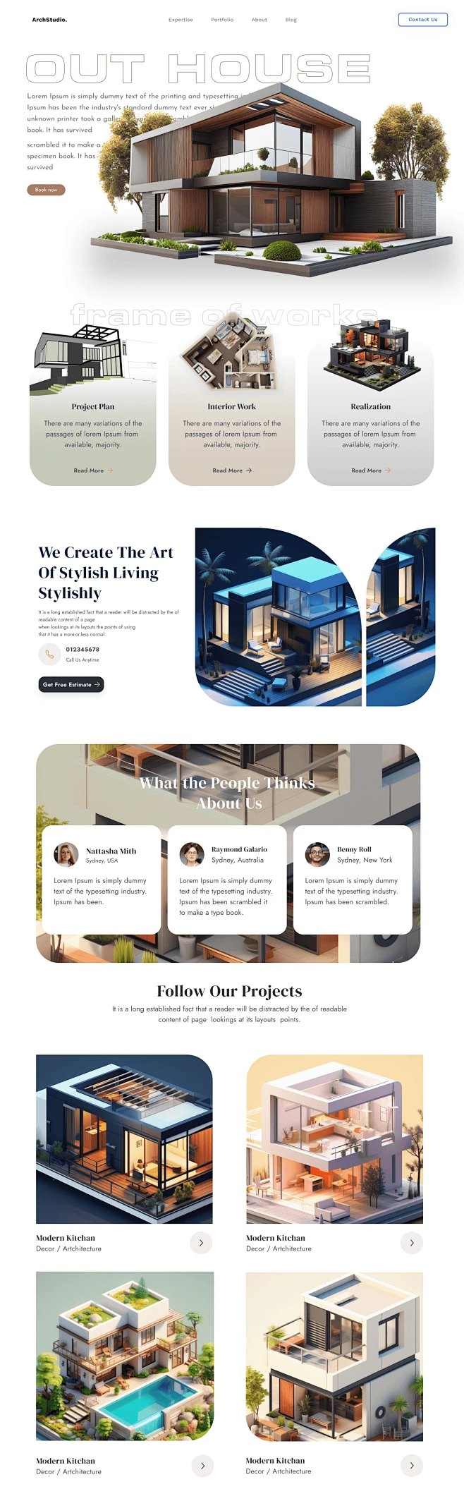 Figma UI/UX user interface Web Design landing page arhitecture interior ...