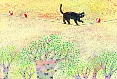 【日本的插画师野地美樹子（Noji Mikiko）的插画作品】—— 一只小猫咪的恬静生活 
猫的世界是细腻而美好的，而猫的生活其实也映射了人生，需要关怀，需要爱，要坚强而幸福的活着。日本插画师野地美树子描绘了一只落单猫咪的生活，缤纷的色彩美丽的风景，却一点也不显孤独，更多了一份惬意、恬静，带给人治愈系的感觉。