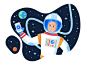 Illustration | "ScoreShuttle No.1" freelance style drawing character illustrator vector planets shuttle credit astronaut space doodle fun illustration design