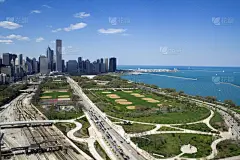 芝加哥格兰特公园,芝加哥市,公园,芝加哥河,水平画幅,无人,夏天,户外,北美,都市风景