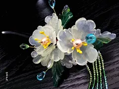 散花簪屋【渭城朝雨】纯手作清新古典 玉簪花汉服配饰步摇-淘宝网