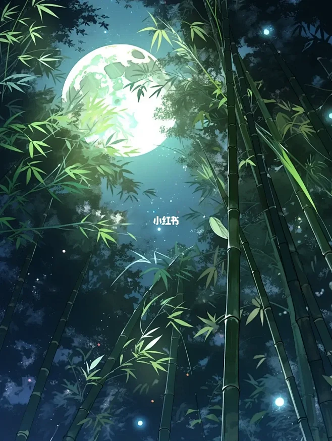 原创素材——竹烟波月