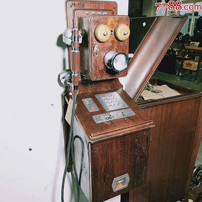 1988年日本进口老式古董壁挂式投币电话...