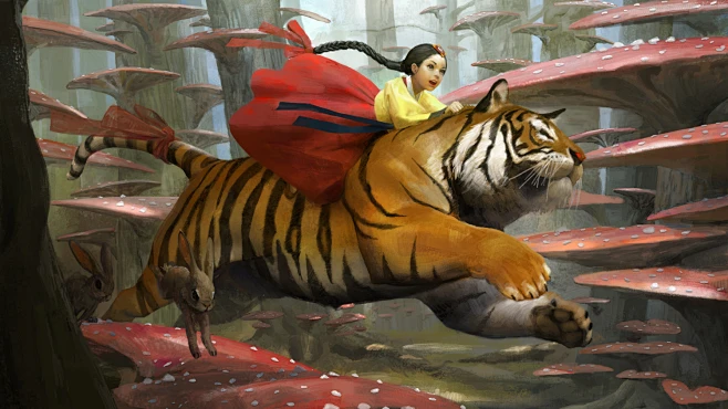 Riding tiger-花瓣网