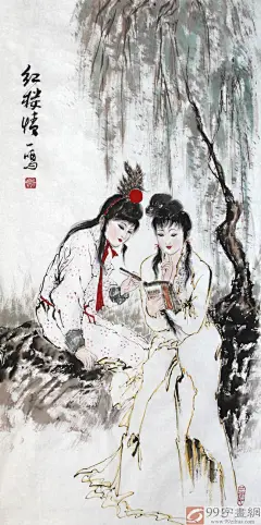 王一鸣三尺水墨人物画《红楼梦》