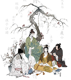 一颗香菜喵采集到国风（插画类）