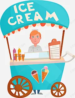 卡通冰淇淋小摊 摊位 甜品 甜食 经济 装饰图案 路边摊 集市 元素 免抠png 设计图片 免费下载 页面网页 平面电商 创意素材